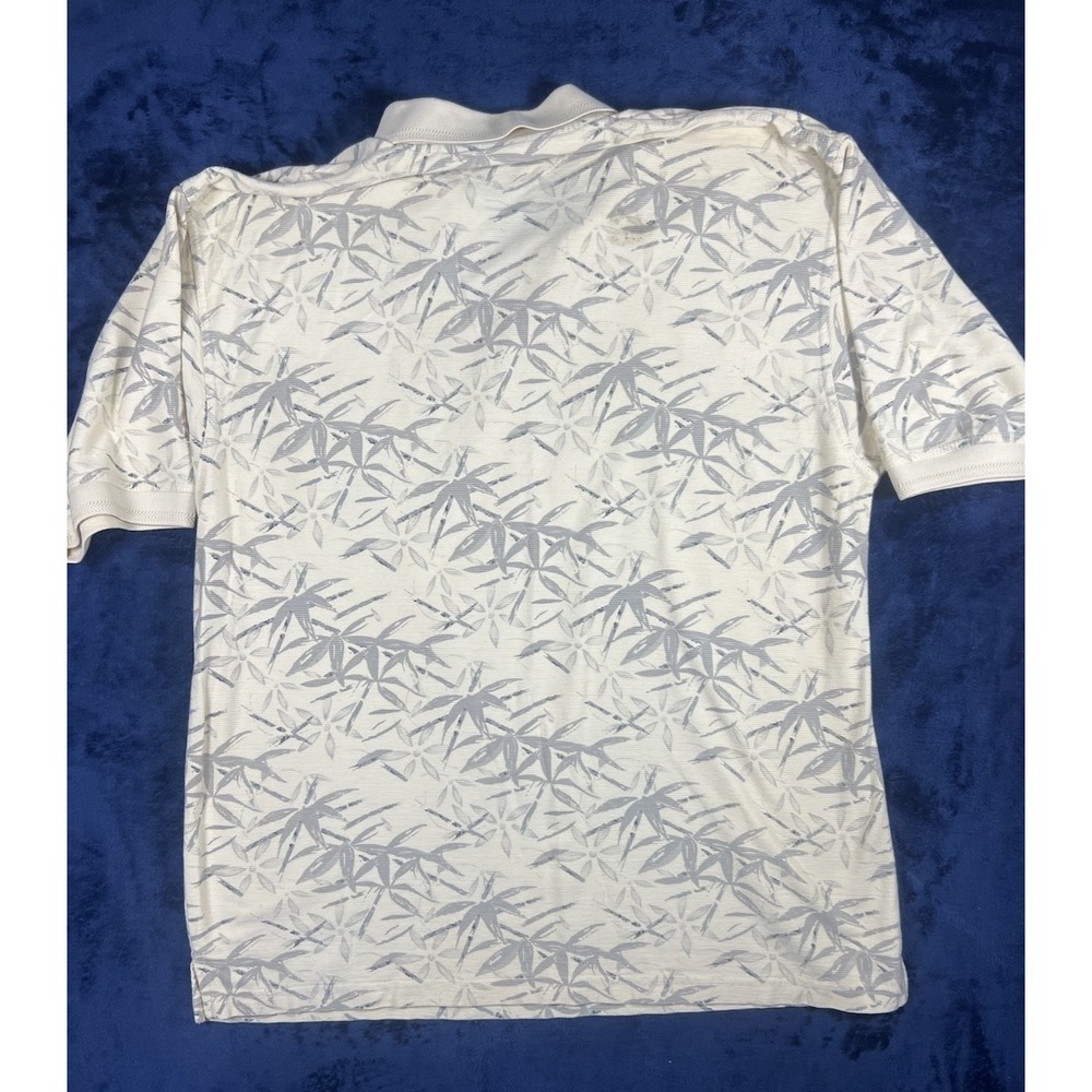 Joe Marlin Polo Shirt Men's Size 2X Ivory Ribbed Cotton Blend Bamboo Print - Picture 2 of 9